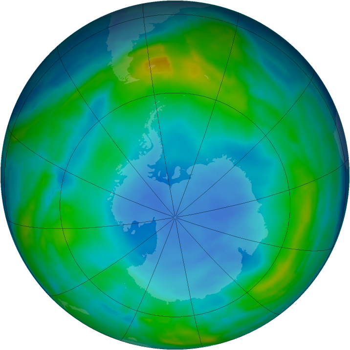 Antarctic ozone map for 16 July 2013